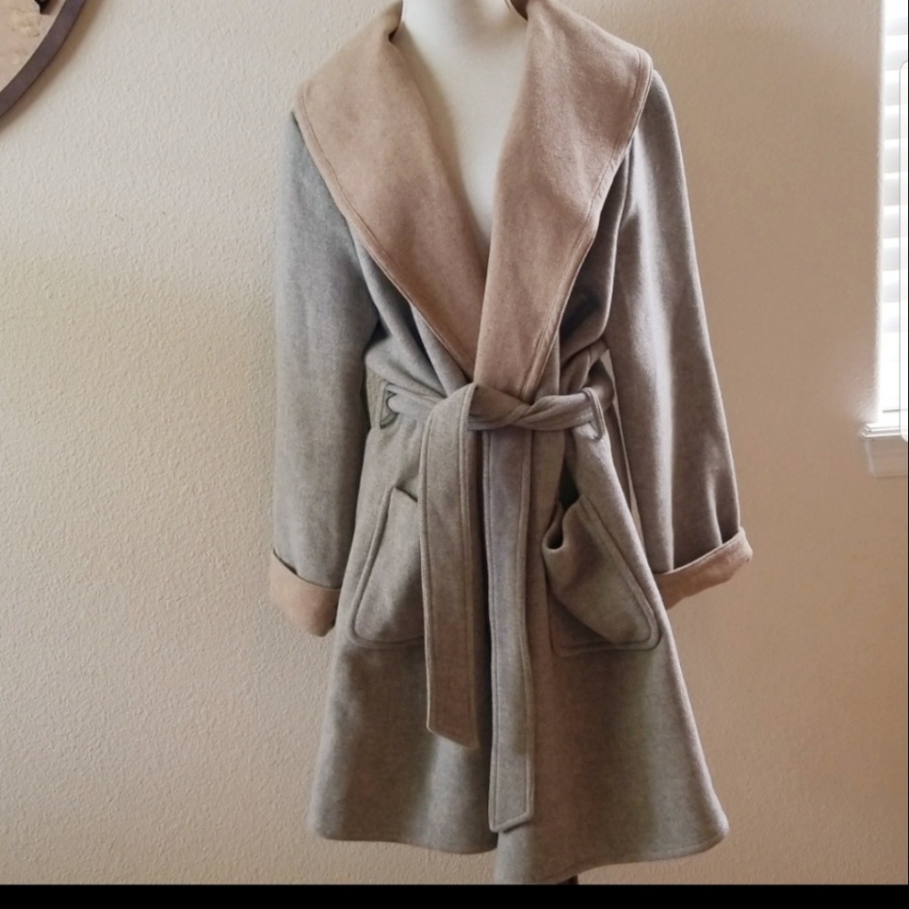 LAUREN wool shawl collar coat, XL